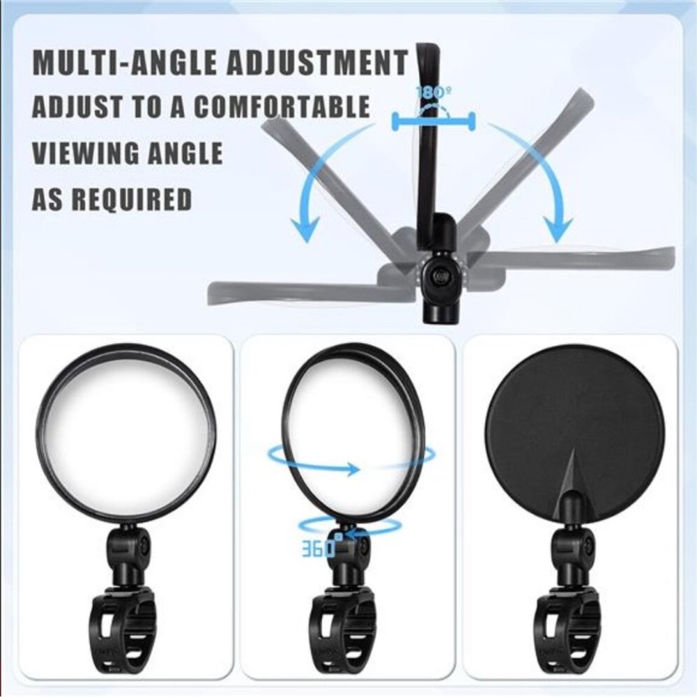 Bike Mirror, Bicycle Cycling Rear View Safe Mirrors, Adjustable Rotatable - Picture 7 of 9